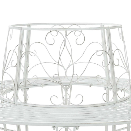 Trädbänk 8-Antal sittplatser Ø 160 x 89 cm Stål Antik vit Rund