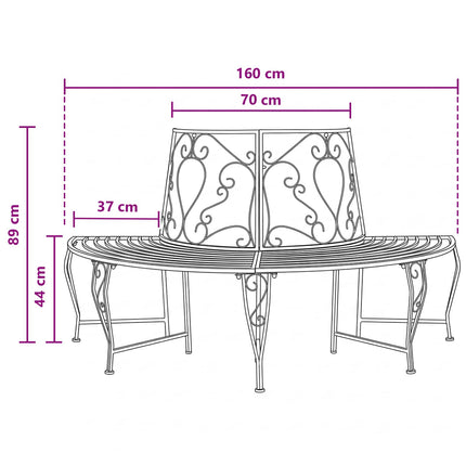 Trädbänk 4-Antal sittplatser 160 x 80 x 89 cm Stål Silvergrå