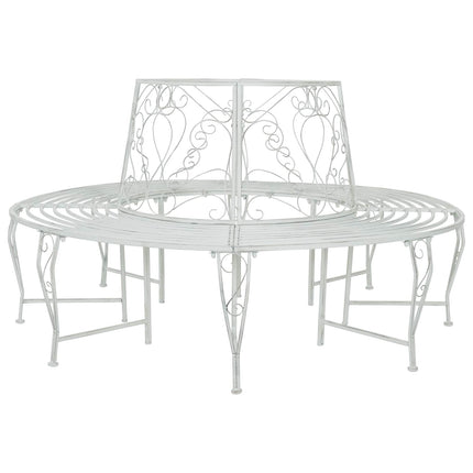 Trädbänk 8-Antal sittplatser Ø 160 x 89 cm Stål Antik vit Rund