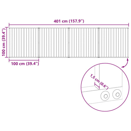 Hundgrind 4 pcs Svart 100 x 100 cm Galvaniserat Stål