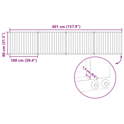 Hundgrind 4 pcs Svart 100 x 80 cm Galvaniserat Stål