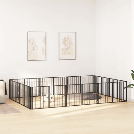 Hundgrind 10 pcs Svart 100 x 60 cm Galvaniserat Stål