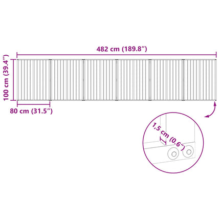 Hundgrind 6 pcs Svart 80 x 100 cm Galvaniserat Stål