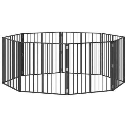 Hundgrind 8 pcs Svart 80 x 80 cm Galvaniserat Stål