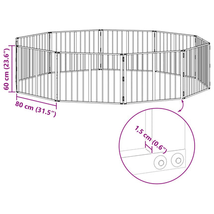 Hundgrind 10 pcs Svart 80 x 60 cm Galvaniserat Stål