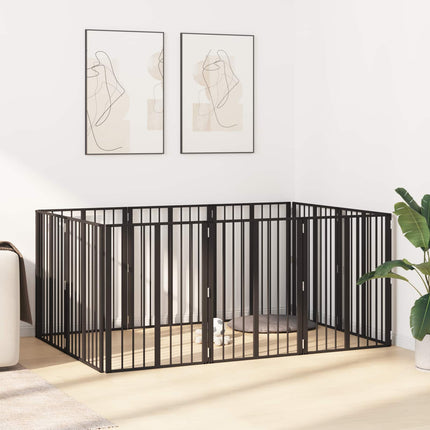 Hundgrind 10 pcs Svart 60 x 80 cm Galvaniserat Stål