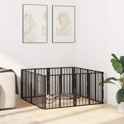 Hundgrind 8 pcs Svart 60 x 60 cm Galvaniserat Stål