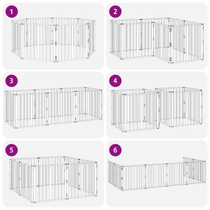 Hundgrind 8 pcs Svart 60 x 60 cm Galvaniserat Stål