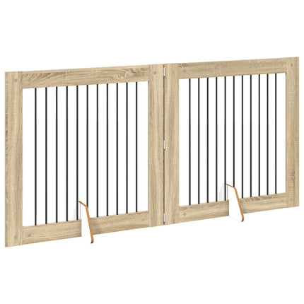 Fällbar hundgrind med stativ 2 pcs Sonoma-ek 200,5 cm