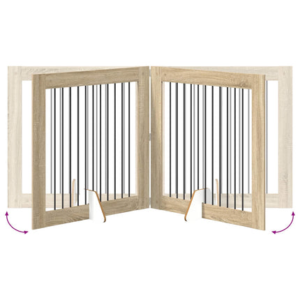 Fällbar hundgrind med stativ 2 pcs Sonoma-ek 200,5 cm