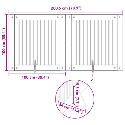 Hundgrind med ställningar 2 pcs Grå sonoma-ek 100 x 100 cm