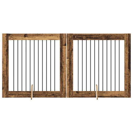 Hundgrind med ställningar 2 pcs Gammalt trä 100 x 100 cm