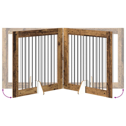 Hundgrind med ställningar 2 pcs Gammalt trä 100 x 100 cm