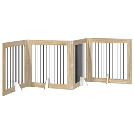 Fällbar hundgrind med stativ 4 pcs Sonoma-ek 401 cm