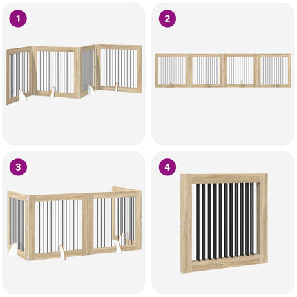 Fällbar hundgrind med stativ 4 pcs Sonoma-ek 401 cm