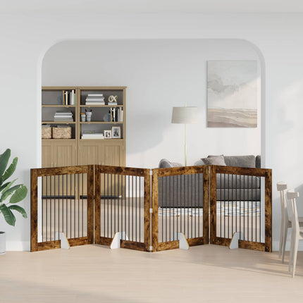 Hundgrind med ställningar 4 pcs Rökt ek 100 x 100 cm
