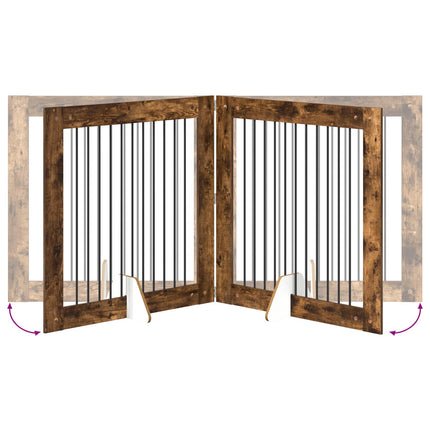 Hundgrind med ställningar 4 pcs Rökt ek 100 x 100 cm