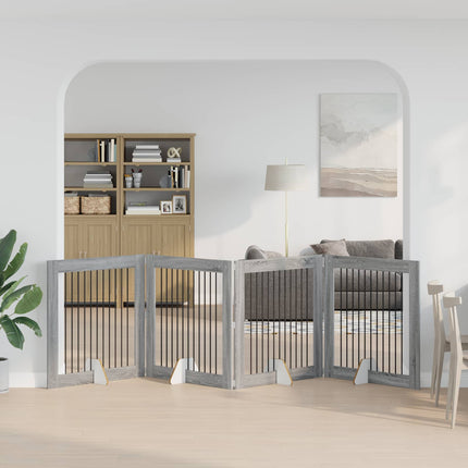 Hundgrind med ställningar 4 pcs Grå sonoma-ek 100 x 100 cm