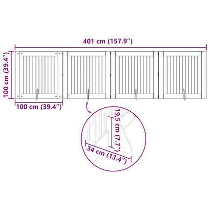 Hundgrind med ställningar 4 pcs Grå sonoma-ek 100 x 100 cm