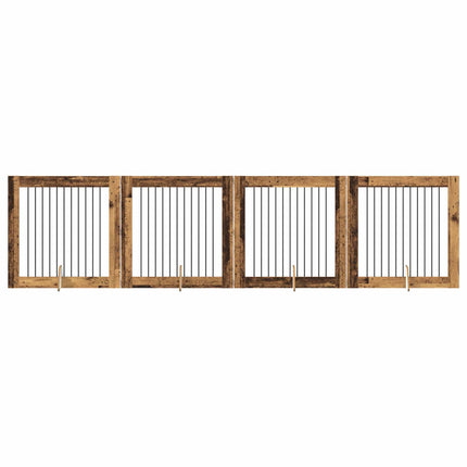 Hundgrind med ställningar 4 pcs Gammalt trä 100 x 100 cm