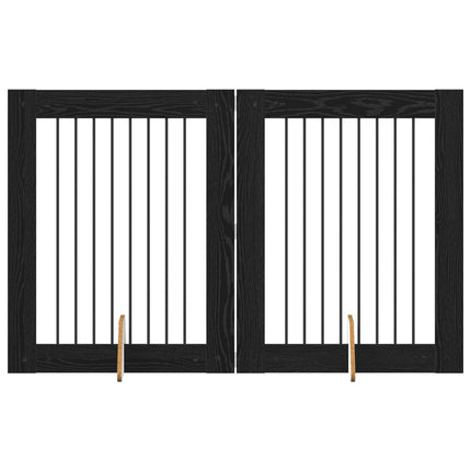 Hundgrind med ställningar 2 pcs Svart ek 80 x 100 cm
