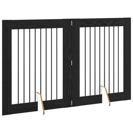 Hundgrind med ställningar 2 pcs Svart ek 80 x 100 cm