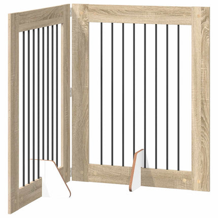 Fällbar hundgrind med stativ 2 pcs Sonoma-ek 160,5 cm