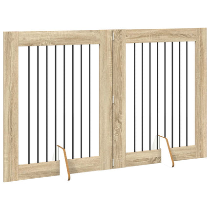 Fällbar hundgrind med stativ 2 pcs Sonoma-ek 160,5 cm