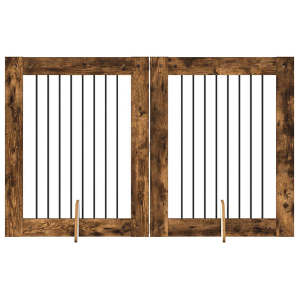 Hundgrind med ställningar 2 pcs Rökt ek 80 x 100 cm