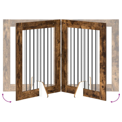 Hundgrind med ställningar 2 pcs Rökt ek 80 x 100 cm