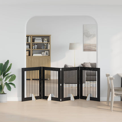 Hundgrind med ställningar 4 pcs Svart ek 80 x 100 cm