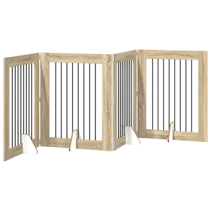 Fällbar hundgrind med stativ 4 pcs Sonoma-ek 321 cm