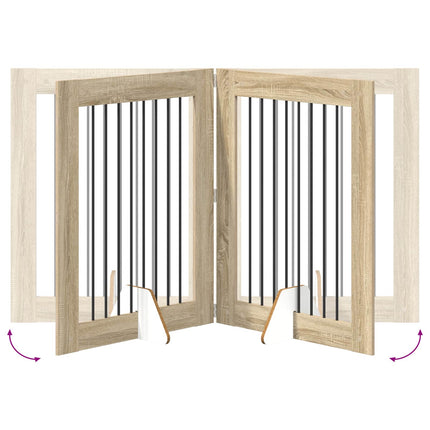 Fällbar hundgrind med stativ 4 pcs Sonoma-ek 321 cm