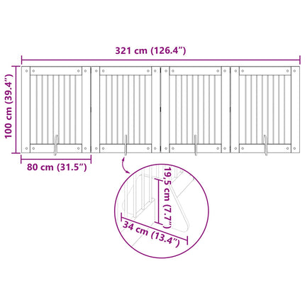 Fällbar hundgrind med stativ 4 pcs Sonoma-ek 321 cm