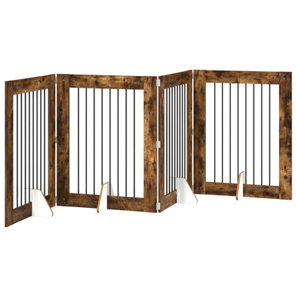 Hundgrind med ställningar 4 pcs Rökt ek 80 x 100 cm