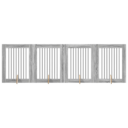 Hundgrind med ställningar 4 pcs Grå sonoma-ek 80 x 100 cm