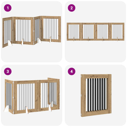 Fällbar hundgrind med stativ 4 pcs Artisan-ek 321 cm