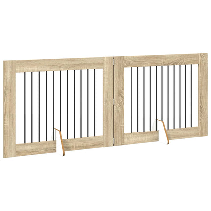 Fällbar hundgrind med stativ 2 pcs Sonoma-ek 200,5 cm