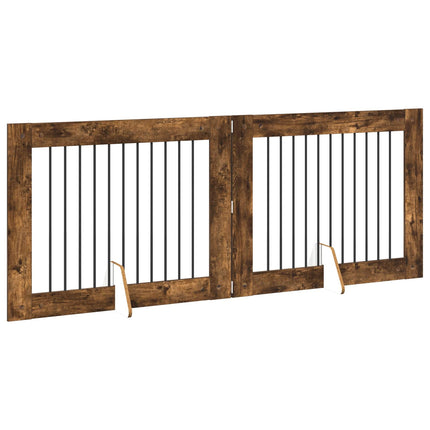 Hundgrind med ställningar 2 pcs Rökt ek 100 x 80 cm