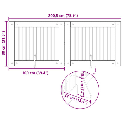 Hundgrind med ställningar 2 pcs Gammalt trä 100 x 80 cm