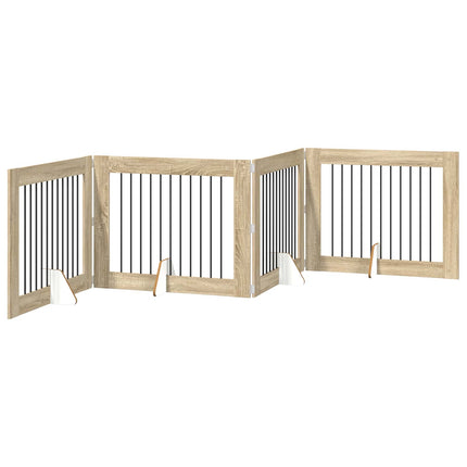 Fällbar hundgrind med stativ 4 pcs Sonoma-ek 401 cm