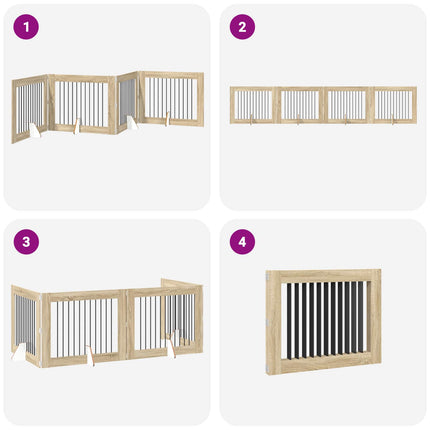 Fällbar hundgrind med stativ 4 pcs Sonoma-ek 401 cm