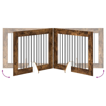 Hundgrind med ställningar 4 pcs Rökt ek 100 x 80 cm