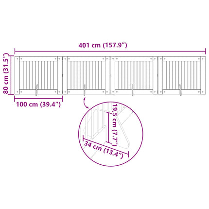 Hundgrind med ställningar 4 pcs Rökt ek 100 x 80 cm
