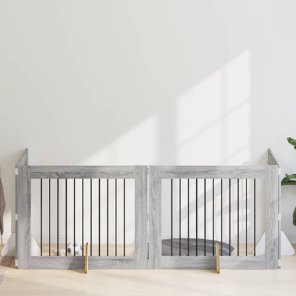 Hundgrind med ställningar 4 pcs Grå sonoma-ek 100 x 80 cm