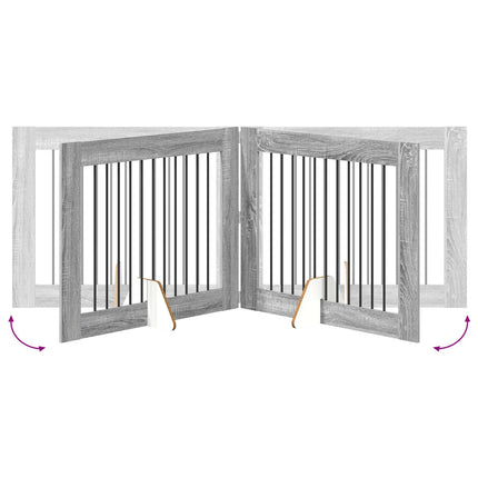 Hundgrind med ställningar 4 pcs Grå sonoma-ek 100 x 80 cm