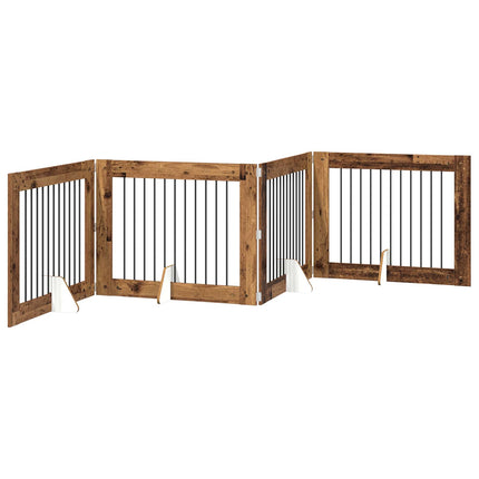 Hundgrind med ställningar 4 pcs Gammalt trä 100 x 80 cm