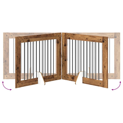 Hundgrind med ställningar 4 pcs Gammalt trä 100 x 80 cm