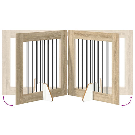 Fällbar hundgrind med stativ 2 pcs Sonoma-ek 160,5 cm