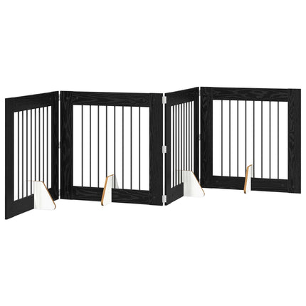 Hundgrind med ställningar 4 pcs Svart ek 80 x 80 cm